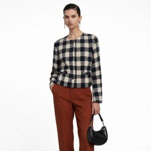 VINTAGE - Boxy Wool-Blend Jacket | Checkered | Structured Contemporary Coat